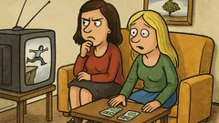 Vtip: Sedí blondýnka a brunetka u TV…