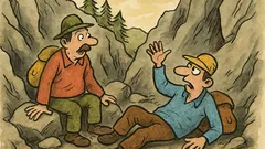 Vtip: Dva nezkušení horolezci spadnou do rokle