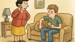 Vtip: Máma: Co děláš? Hledám mobil