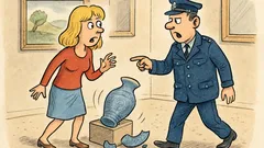 Vtip: Blondýnka v muzeu převrhne vázu