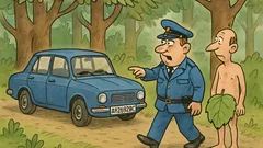 Vtip: Jde policista lesem a uvidí auto