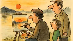 Vtip: Malíř u jezera maluje západ…