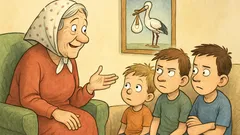 Vtip: Babička tvrdí, že děti nosí čáp…