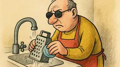 Vtip: Co říká slepý, když myje struhadlo?