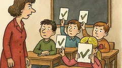 Vtip: Paní učitelka vysvětluje zvedání kartiček