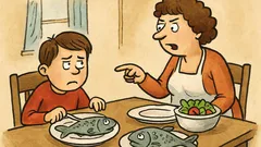 Vtip: Tomáš: Mami… Musím sníst i tu rybu?