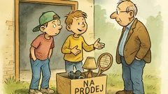 Vtip: Dva kluci tajně prodávají tátovi věci