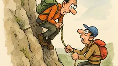 Vtip: Lezou dva horolezci po skále...