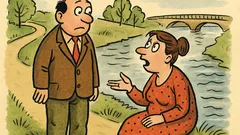 Vtip: Manželka: Spadla bych do řeky?