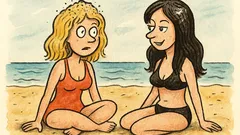 Vtip: Blondýnka na pláži: Mám plnou hlavu písku