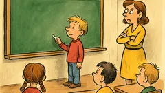 Vtip: Učitelka: Pepíčku, napiš bod A