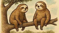 Vtip: Dva lenochodi sedí nehybně na větvi