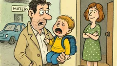 Vtip: Manžel přiveze dítě ze školky...