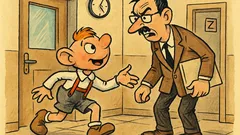 Vtip: Hurvínek přibíhá pozdě do školy