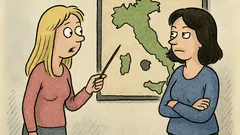 Vtip: Blondýnka s brunetou nad mapou Itálie...