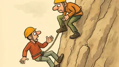 Vtip: Dva horolezci lezou po strmé skále