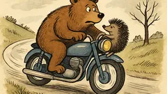 Vtip: Ježek a medvěd sedí na motorce