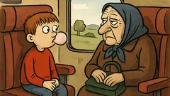 Vtip: Pepíček ve vlaku žvýká žvýkačku