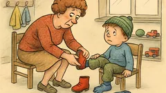 Vtip: Paní učitelka ve školce obouvá chlapečka