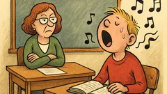 Vtip: Ruší hodinu svým zpěvem!