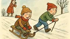 Vtip: „Děti, ty sáňky si musíte…“