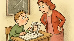 Vtip: Proč je v sešitě tátova fotka?