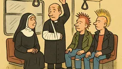 Vtip: V tramvaji nastoupí farář se sádrou