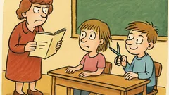 Vtip: Poznámka v žákovské knížce: Nemám nůžky