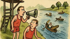 Vtip: Plavčík u řeky hlásí megafonem…