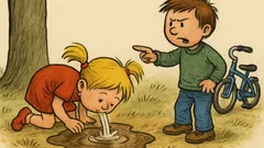 Vtip: Malá Viktorka pije vodu z kaluže…