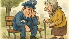 Vtip: Policajt sedí na lavičce a brečí