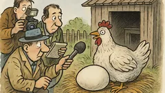 Vtip: Přijdou reportéři za slepicí…