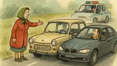 Vtip: Jede žena v trabantu a stopuje