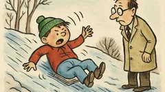 Vtip: Pepíček sjíždí po zledovatělém kopci