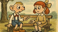 Vtip: Hurvínek říká Máničce: Půjč dvě koruny