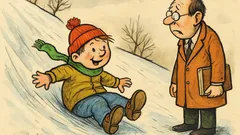 Vtip: Pepíček sjíždí po zmrzlém kopci