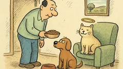 Vtip: Myšlenky psa a kočky o Bohu