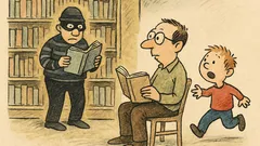 Vtip: Tatííí! V knihovně je zloděj!