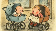 Vtip: Před obchodem stojí dva kočárky