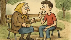 Vtip: Na lavičce sedí babička