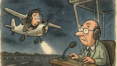 Vtip: Mladý pilot jde na noční přistání
