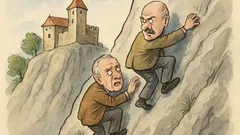 Vtip: Lezou Schwarzenberg s Kalouskem na skálu…